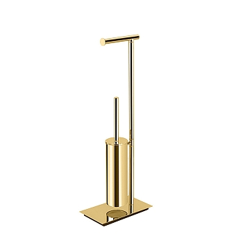 Фото Стойка Colombo Square B9907.OM с держателем бумаги и ершиком H67 см, золото матовое