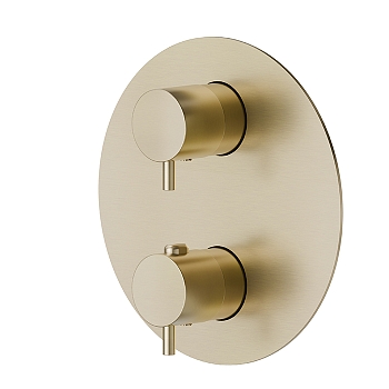 Фото Смеситель Newform X-Steel 316 69663EX.59.098 для душа термостат с переключателем на 5 потоков, шампань браш PVD