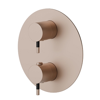 Фото Смеситель Newform O'Rama 67688E.M2.072 для душа термостат с переключателем на 2 потока, розовое золото матовое