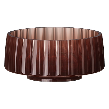 Фото Раковина Boheme Glow 810-RIB-G-BUR накладная круглая рифленая 40 см, Burgundy (прозрачный бордовый)
