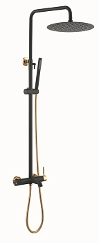 Фото Душевая стойка Boheme Uno 468-BG черный матовый/золото глянец