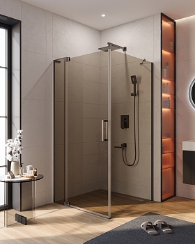 Фото Душевой уголок Cezares SLIDER-AH-1-100-100/110-BR-GM, профиль оружейная сталь