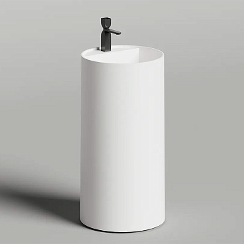 Фото Раковина Salini Armonia 130411TG слив в стену/1 отв под смеситель напольная 45 см, цвет белый глянцевый