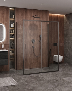 Фото Душевой уголок Cezares MOLVENO-AH-12-140/90-C-GM-IV, профиль оружейная сталь