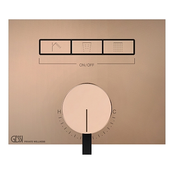 Фото Смеситель для душа Gessi Hi-Fi 63081#030 с переключателем на 3 потока, медь глянец pvd