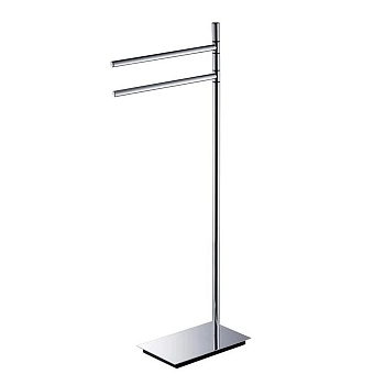 Фото Стойка Colombo Square B9901.HPS1 с двойным полотенцедержателем H87 см, нержавеющая сталь