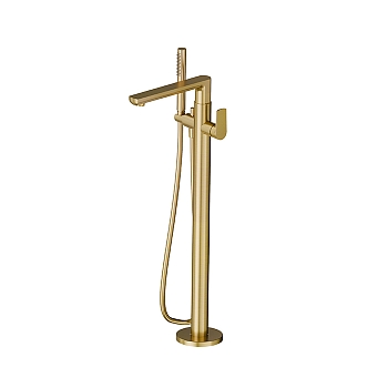 Фото Смеситель Newform Haka 72084E.59.097 для ванны напольный c изливом, золото браш PVD