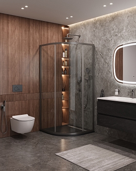 Фото Душевой уголок Cezares MOLVENO-R-1-90-C-GM-IV, профиль оружейная сталь