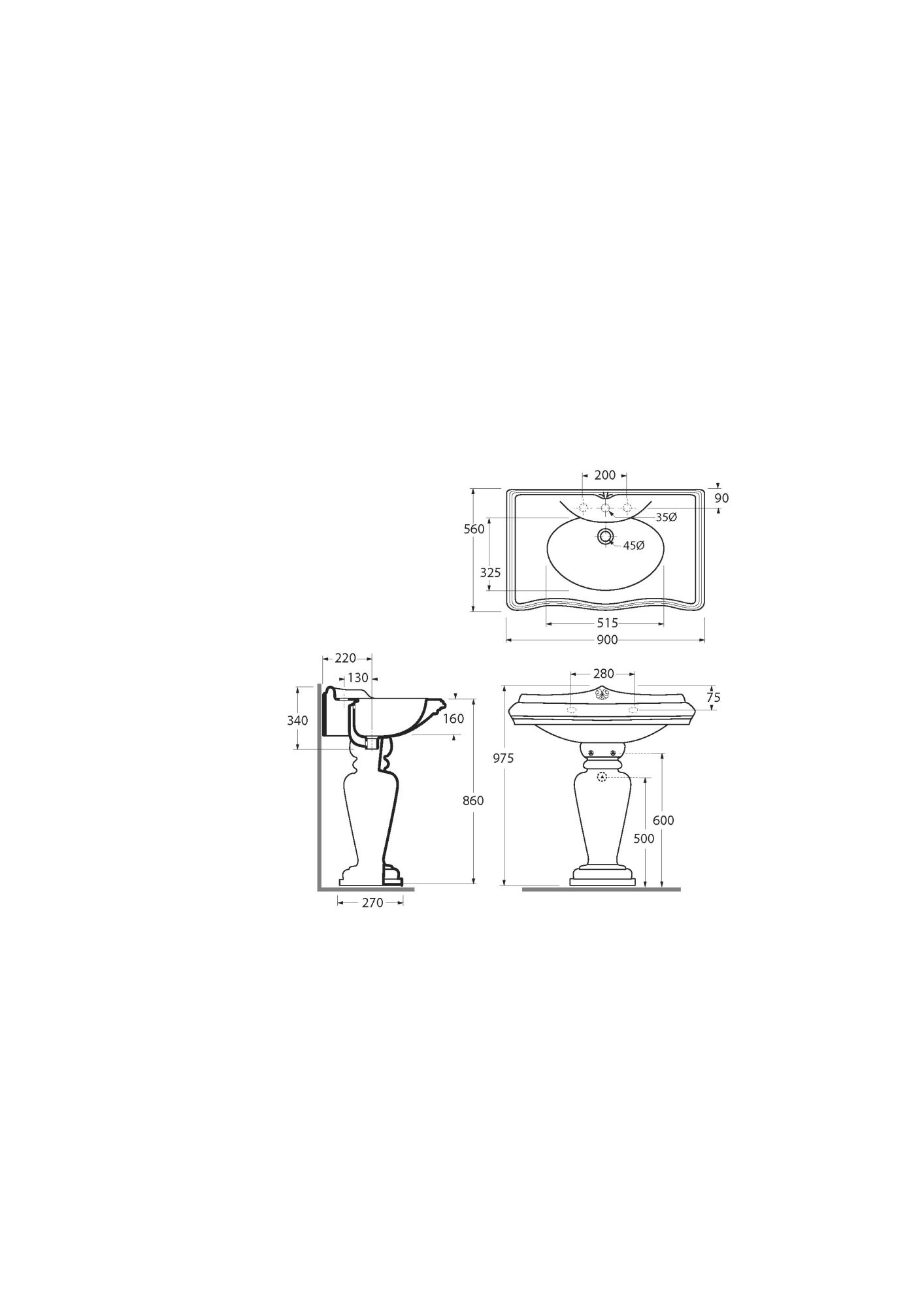 Фото Раковина Migliore Impero 20789 90 см