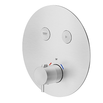 Фото Смеситель Newform X-Steel 316 70426EX.50.050 для душа термостат с кнопками на 2 потока, нержавеющая сталь браш