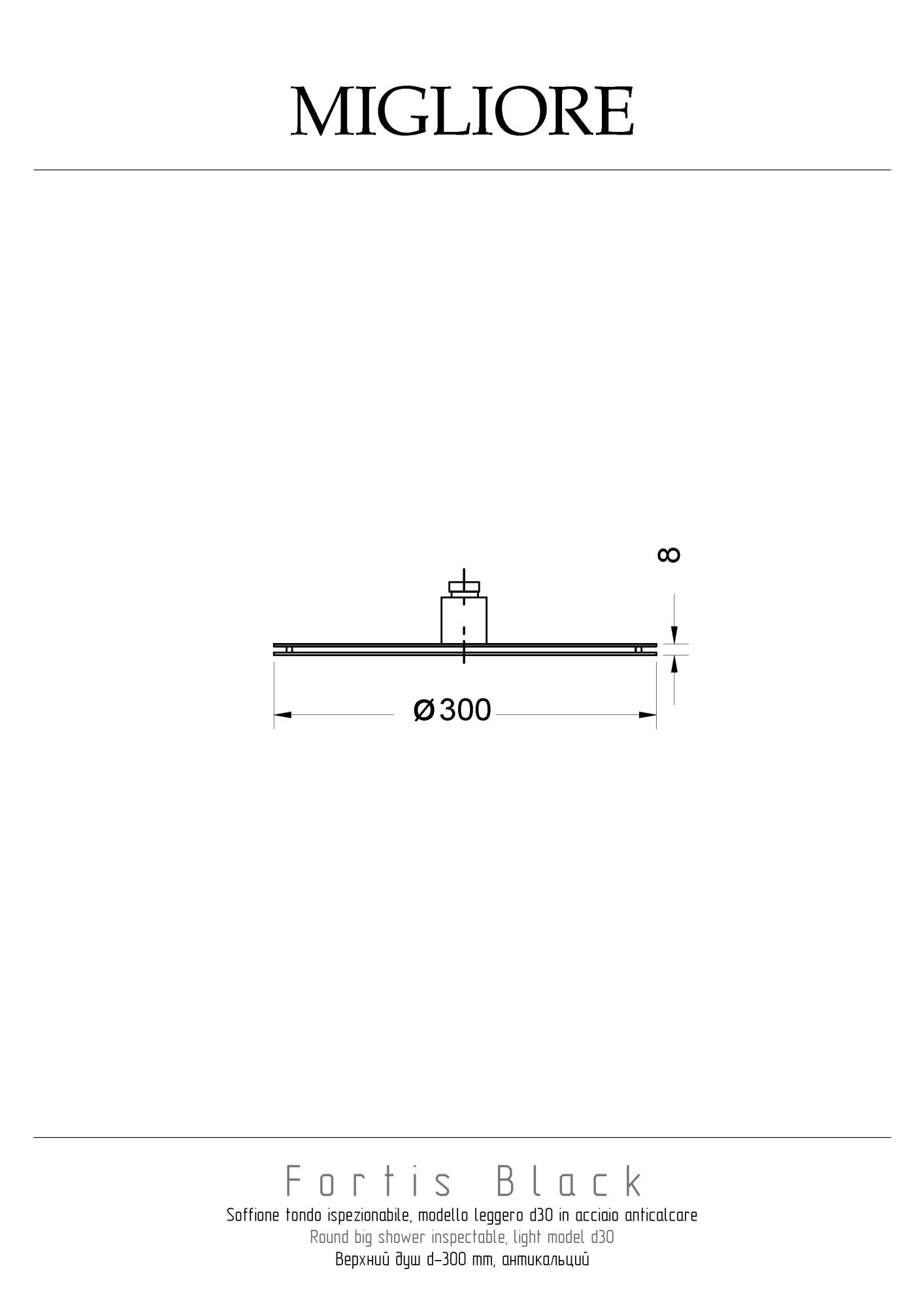 Фото Верхний душ Migliore Fortis 30466 черный D30 см антикальций