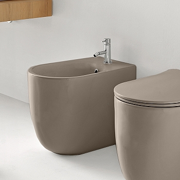 Фото Биде напольное Kerasan Nolita 532081*1 коричневый орех/хром