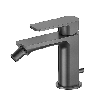 Фото Смеситель Newform Haka 72025.59.064 для биде с донным клапаном, оружейная сталь браш PVD