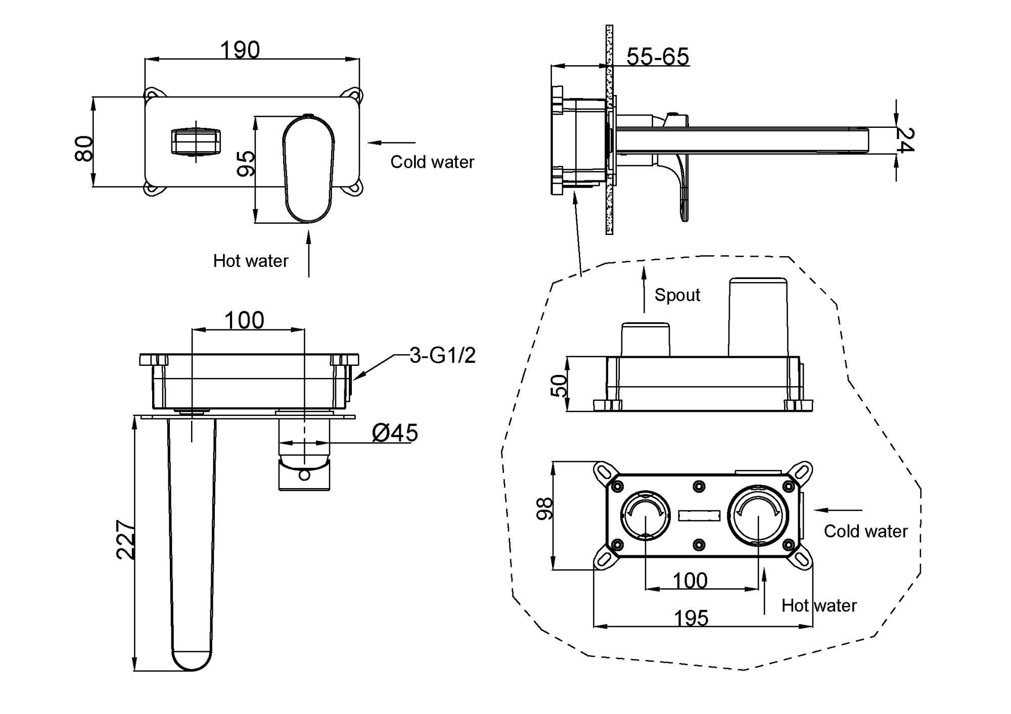 Фото Смеситель для раковины Boheme Spectre 455-MG золото матовое