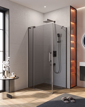 Фото Душевой уголок Cezares SLIDER-AH-1-80-100/110-GRIGIO-GM, профиль оружейная сталь