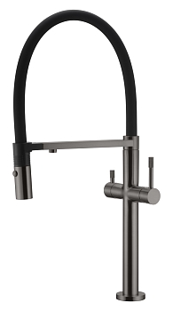 Фото Смеситель для кухни Boheme Uno 115-GM с краном для фильтра графит