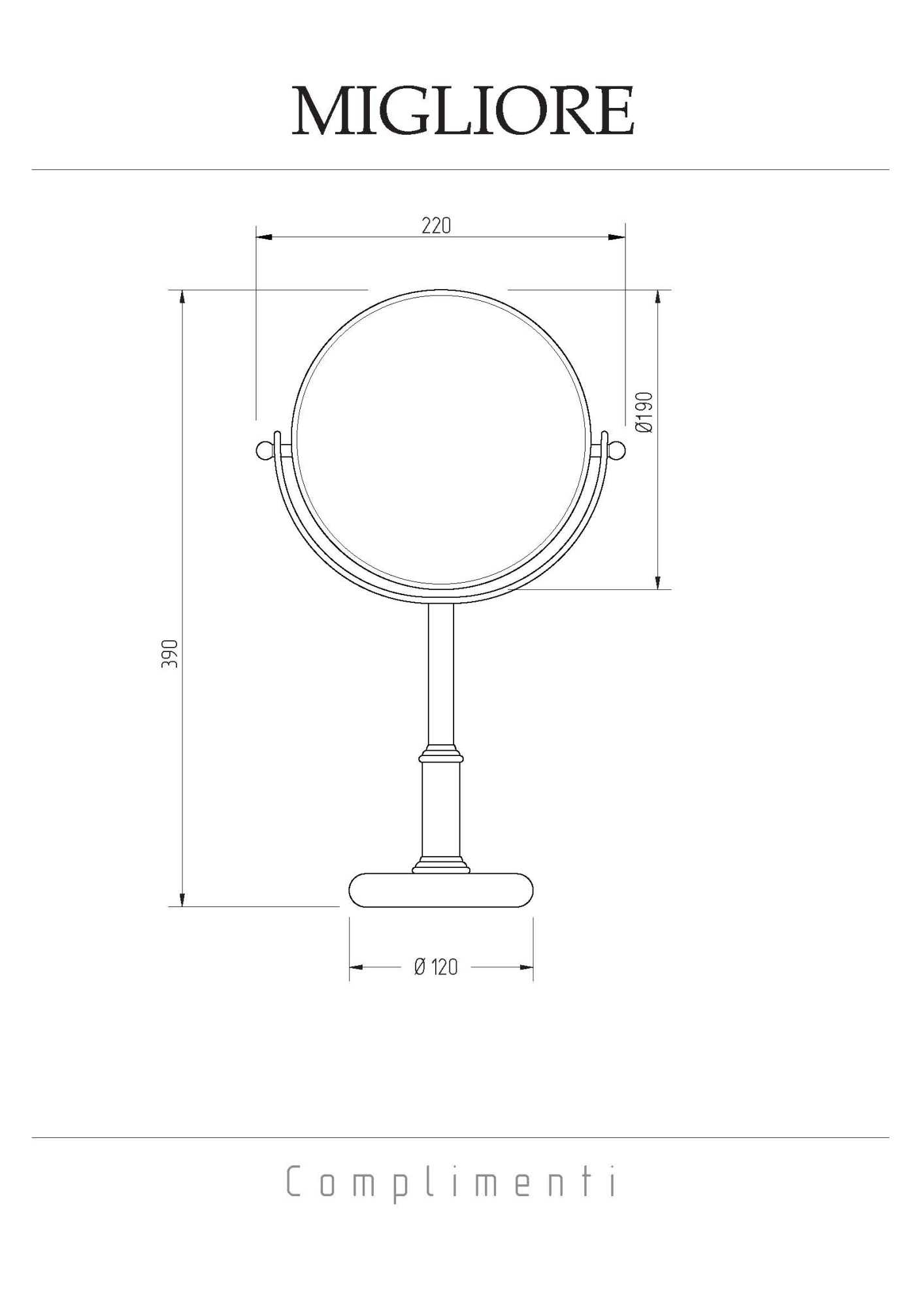 Фото Косметическое зеркало Migliore Complementi 21982 золото