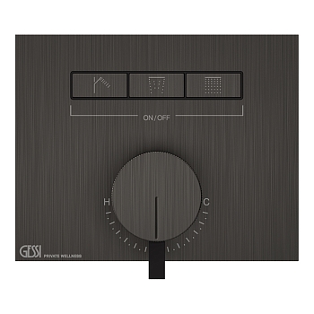 Фото Смеситель для душа Gessi Hi-Fi 63081#707 с переключателем на 3 потока, черный хром браш pvd