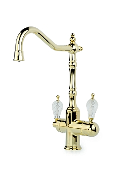 Фото Смеситель для кухни Boheme Tradizionale 112-CRST с краном под фильтр золото