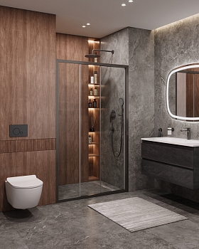 Фото Душевая дверь Cezares MOLVENO-BF-3-120-C-GM-IV, профиль оружейная сталь