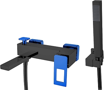 Фото Смеситель для ванны Boheme Q 143-BUW черный/синий