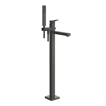 Фото Смеситель для ванны Gessi Rettangolo K 53129#707 напольный, black metal brushed, черный металлик матовый