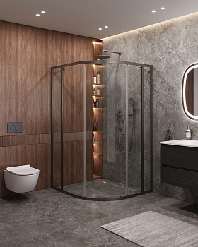 Фото Душевой уголок Cezares MOLVENO-RH-11-120/110-C-GM-IV, профиль оружейная сталь