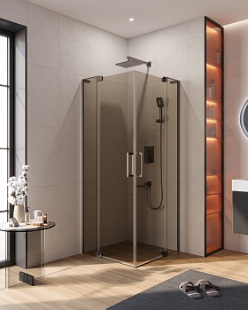 Фото Душевой уголок Cezares SLIDER-A-2-70/80-BR-GM, профиль оружейная сталь