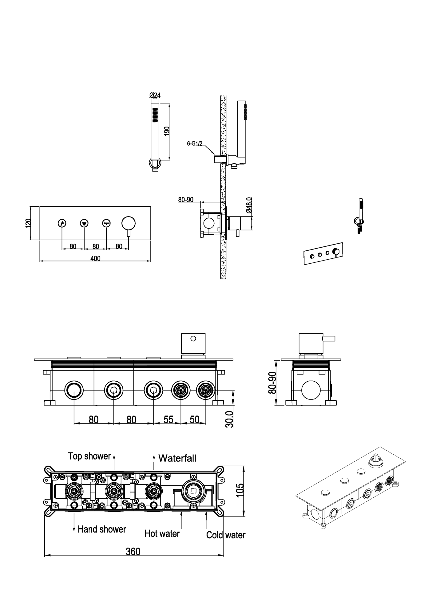 Фото Смеситель для душа Boheme Fusion 130-SYS-CR на 3 выхода хром глянец