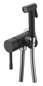 Фото Гигиенический душ Boheme Uno 467-BCR со смесителем черный матовый/хром глянец
