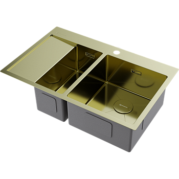 Фото Кухонная мойка Omoikiri Akisame 78-2-R-LG 4973088 светлое золото