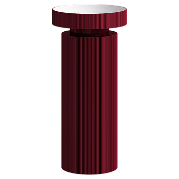 Фото Раковина с пьедесталом Boheme Sole 801-R-BUR + 801-Base-Rib-BUR напольная круглая 40 см (рифленая раковина, рифленый пьедестал), Burgundy (бордовый)
