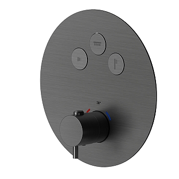 Фото Смеситель Newform X-Steel 316 70427EX.59.064 для душа термостат с кнопками на 3 потока, оружейная сталь браш PVD