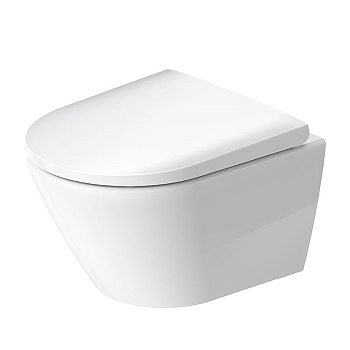 Фото Унитаз подвесной укороченный Duravit D-Code 45880900A1, безободковый, с сиденьем с микролифтом, белый глянцевый