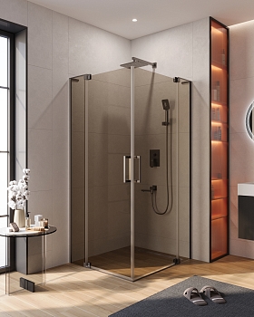 Фото Душевой уголок Cezares SLIDER-AH-2-70/80-100/110-BR-GM, профиль оружейная сталь