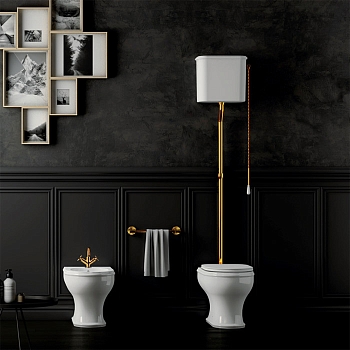 Фото Унитаз напольный Azzurra Charme CHVCTT000000BI слив универсальный bianco lucido/хром