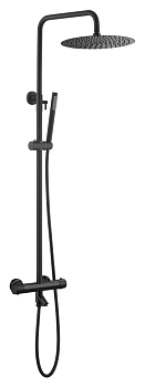 Фото Душевая стойка Boheme Uno 468-T-B термостат с изливом, черный матовый