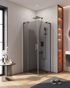 Фото Душевой уголок Cezares SLIDER-A-2-70/80-GRIGIO-GM, профиль оружейная сталь