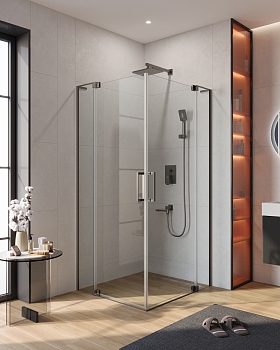 Фото Душевой уголок Cezares SLIDER-AH-2-70/80-80/90-C-GM, профиль оружейная сталь
