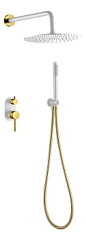 Фото Душевая система Boheme Uno 464-WG белый матовый/золото глянец
