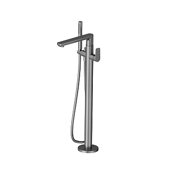 Фото Смеситель Newform Haka 72084E.59.064 для ванны напольный, оружейная сталь браш PVD