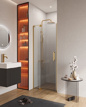 Фото Душевая дверь в нишу Cezares SLIDER-B-1-70/80-C-BORO, профиль брашированное золото