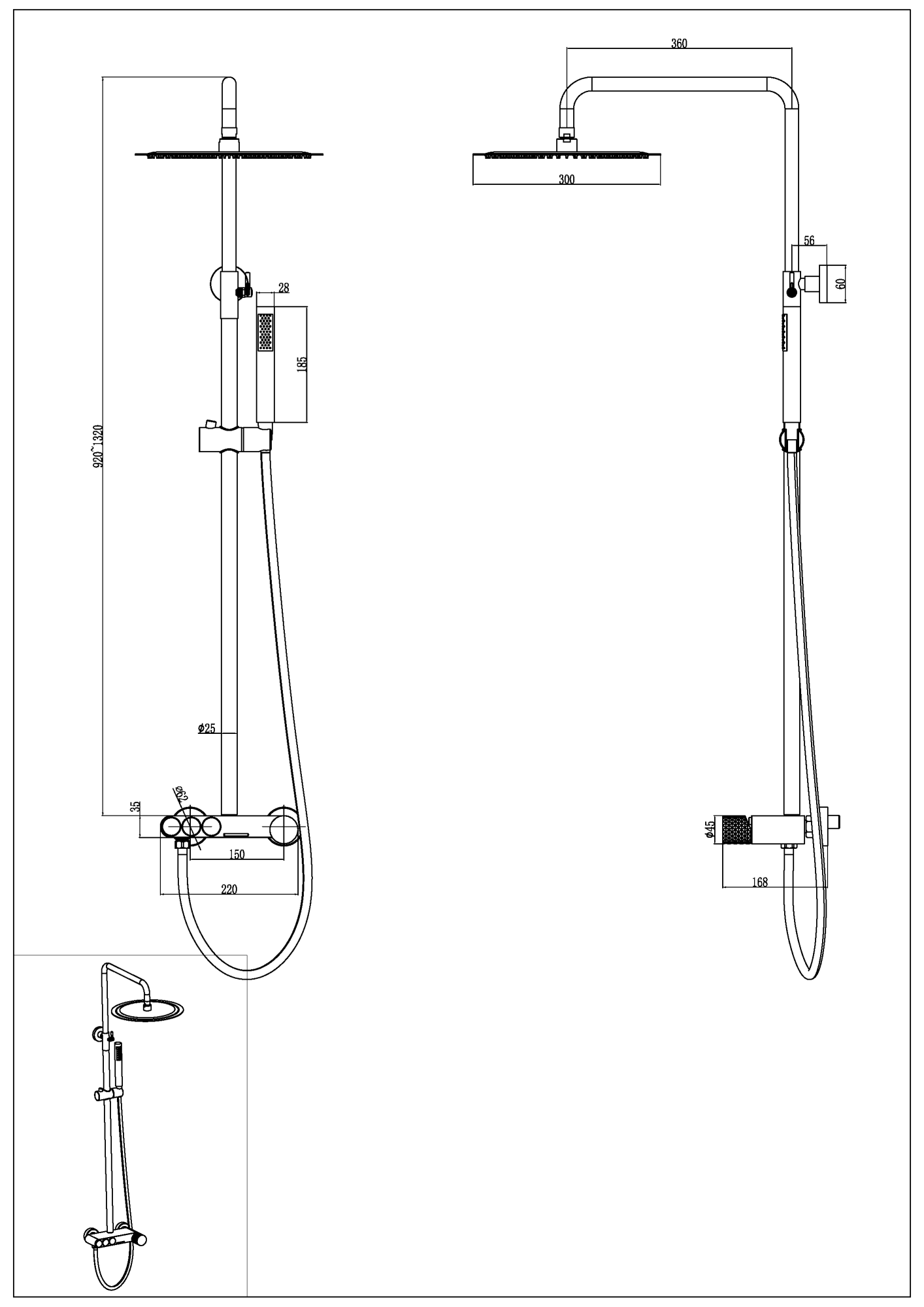 Фото Душевая стойка Boheme Stick 128-CB медь браш