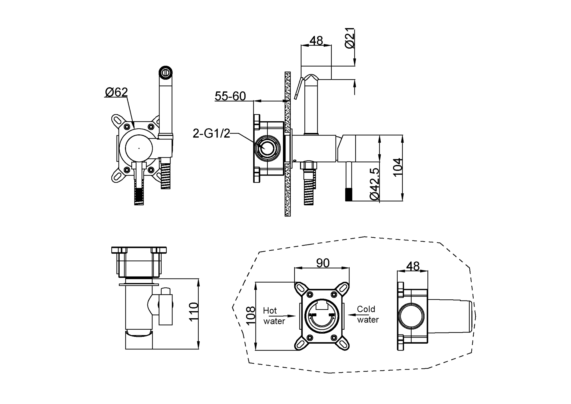 Фото Гигиенический душ Boheme Uno 467-BRB со смесителем бронза браш