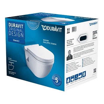 Фото Унитаз подвесной Duravit Starck 3 42000900A1, с сиденьем с микролифтом, белый глянцевый