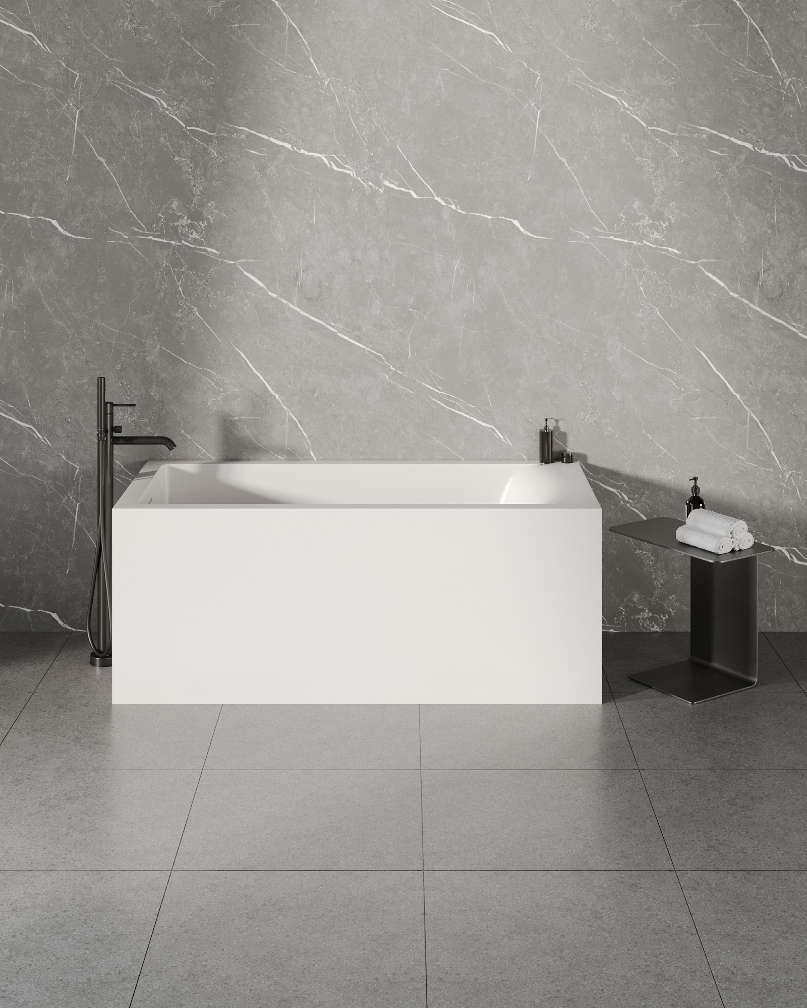Фото Ванна Salini Cascata Kit 150x70 105012MF встраиваемая из литьевого мрамора, покраска по RAL матовая