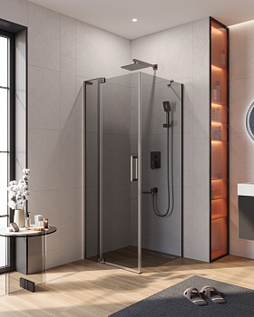 Фото Душевой уголок Cezares SLIDER-AH-1-80-70/80-GRIGIO-GM, профиль оружейная сталь