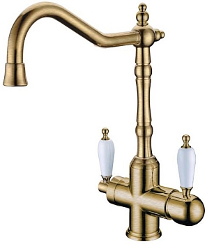 Фото Смеситель для кухни Boheme Medici Ripresa 111 с краном для питьевой воды бронза глянец