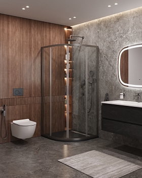 Фото Душевой уголок Cezares MOLVENO-R-2-90-C-GM-IV, профиль оружейная сталь