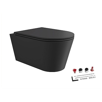 Фото Унитаз подвесной Alice Hide 31170108SET безободковый черный матовый